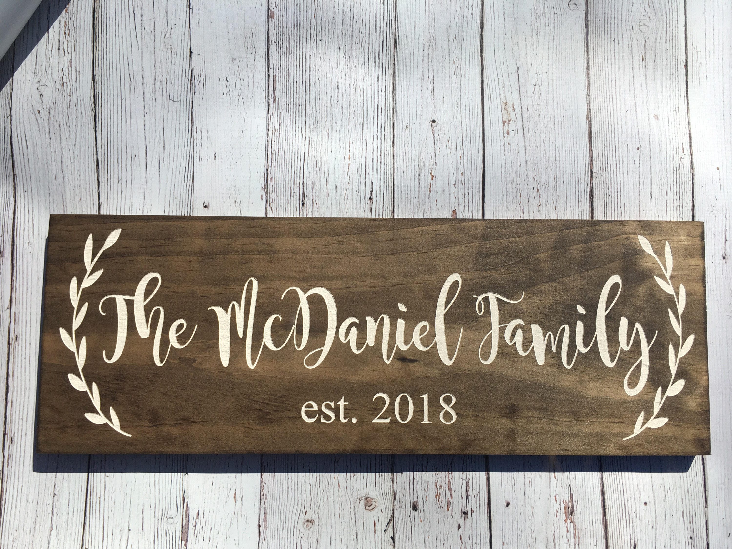 LASER ENGRAVED Rustic Family Sign Wood Family Established Etsy