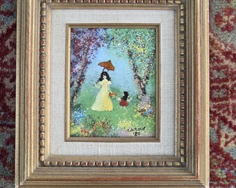 Original Louis Cardin Enamel on Copper Framed Vintage Art
