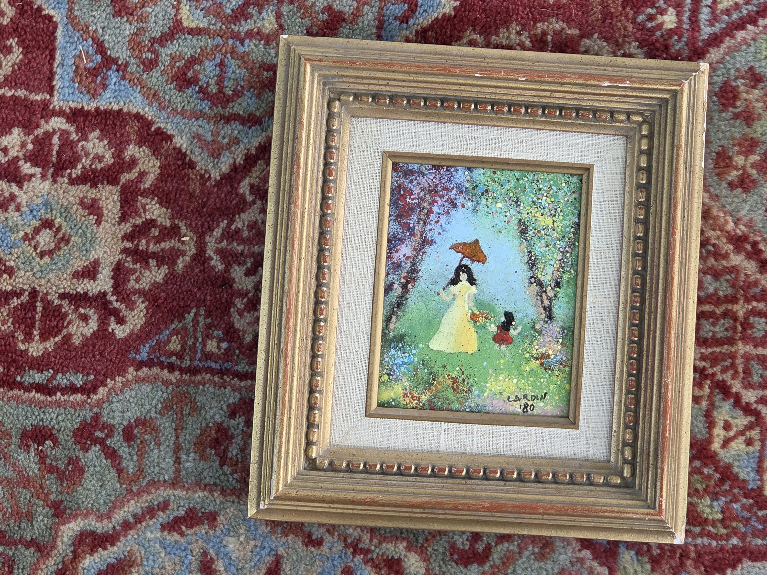 Louis Cardin サイン入り エナメル 銅 絵画アート 80年代② Louis Cardin Original Framed Enamel on Copper 1978 signed