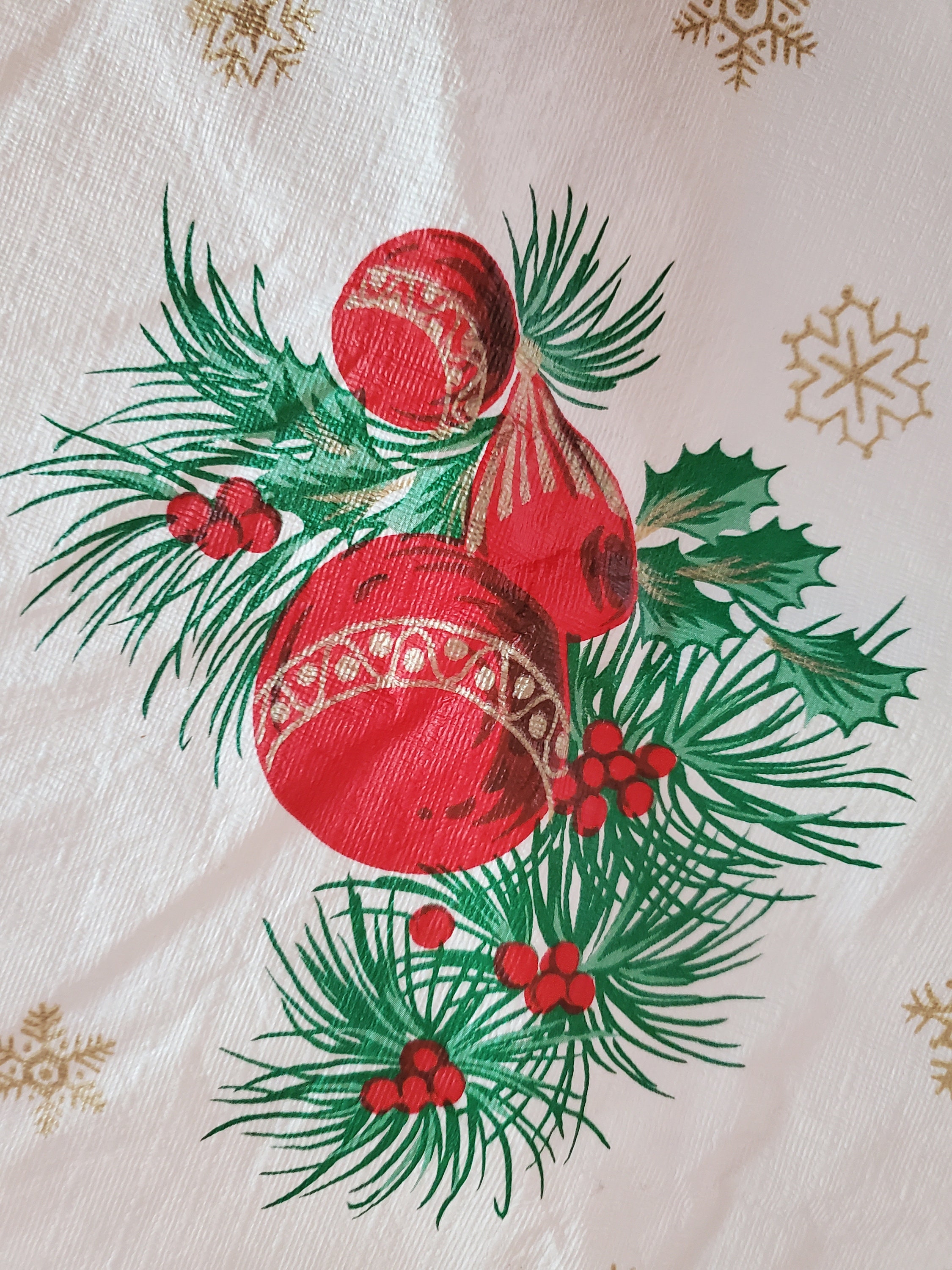 Vintage Flannel Backed Vinyl Christmas Holiday Tablecloth 53 Etsy