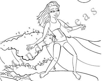 Surfer Girl Coloring Page