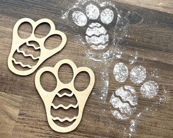 Easter Bunny Prints - Wood Stencil - Easter Morning Paw Prints - Flour Stencil for Easter Bunny Feet - Reusable - DIY Easter Decorations