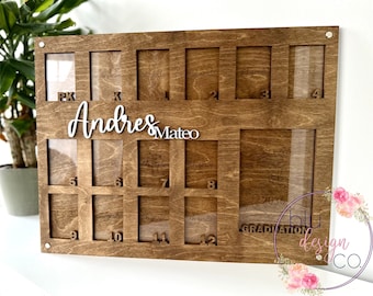 LARGE Custom School Years Photo Frame - Personalized Wood Sign - Wooden Home Decor - Yearly School Pictures - Personalized Photo Display