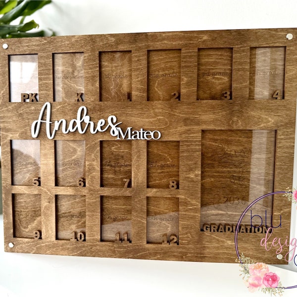 LARGE Custom School Years Photo Frame - Personalized Wood Sign - Wooden Home Decor - Yearly School Pictures - Personalized Photo Display