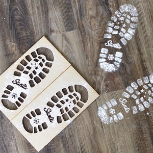 Santa Boot Prints - Wood Stencil - Christmas Morning Footprints - Flour Stencil for Santa Claus Feet - Reusable - DIY Christmas Decorations