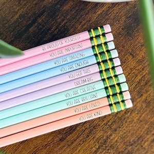 Pastel Positive Affirmations Engraved Pencils - Back to School - Teacher Appreciation - Student Gift - Classroom Gifts - Ticonderoga #2