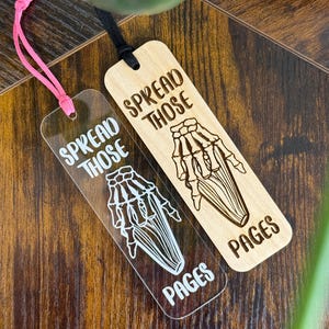 Spread Those Pages Funny Smut Bookmark – Engraved Wood or Acrylic – Spicy Book Lovers Gift – Romance Reader Accessory – Naughty Bookish Gift