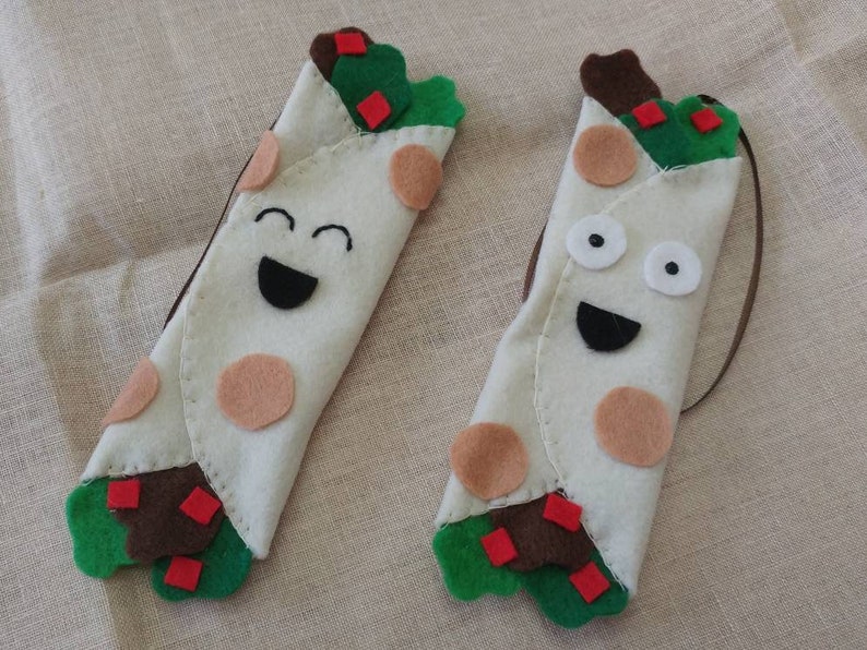 Felt Happy Burrito Christmas Ornament Quirky Food Ornament Etsy