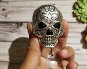 Hospital Nurse Retractable Badge Reel Bling Clip ID Holder Xray tech skull badge reel