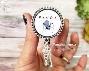 Pivot commode badge reel retractable holder clip April fools day bff or manager gag gift friends rehab ADLs instructor best butt wiper OTA