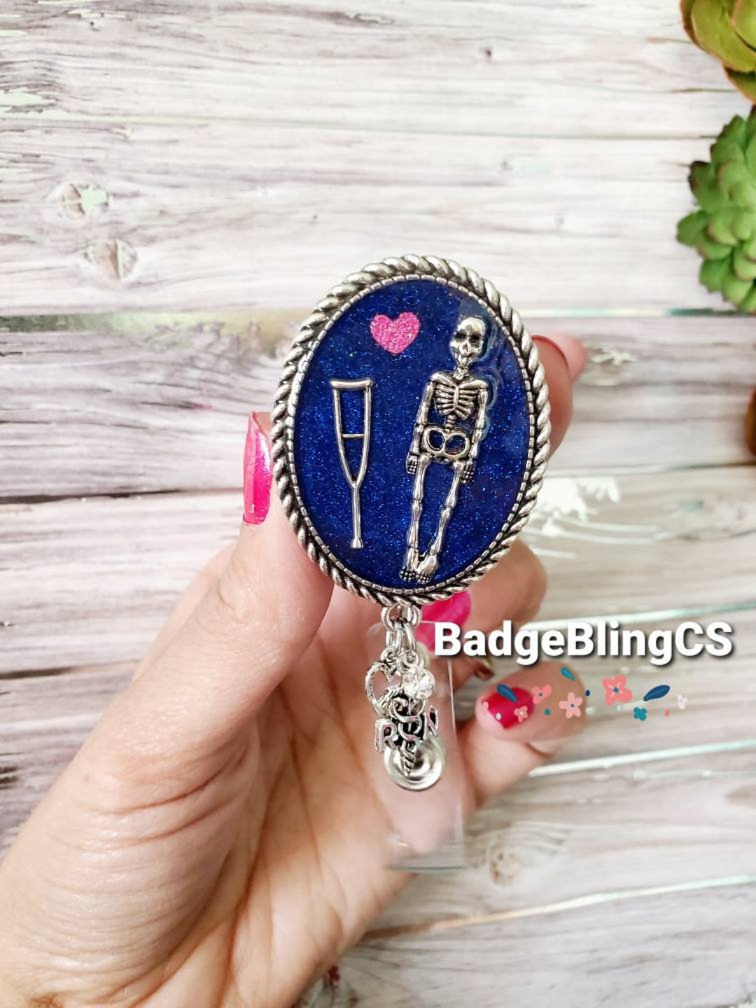 Skeleton and Crutches Badge Reel Holder Clip ID Card Graduation Gifts