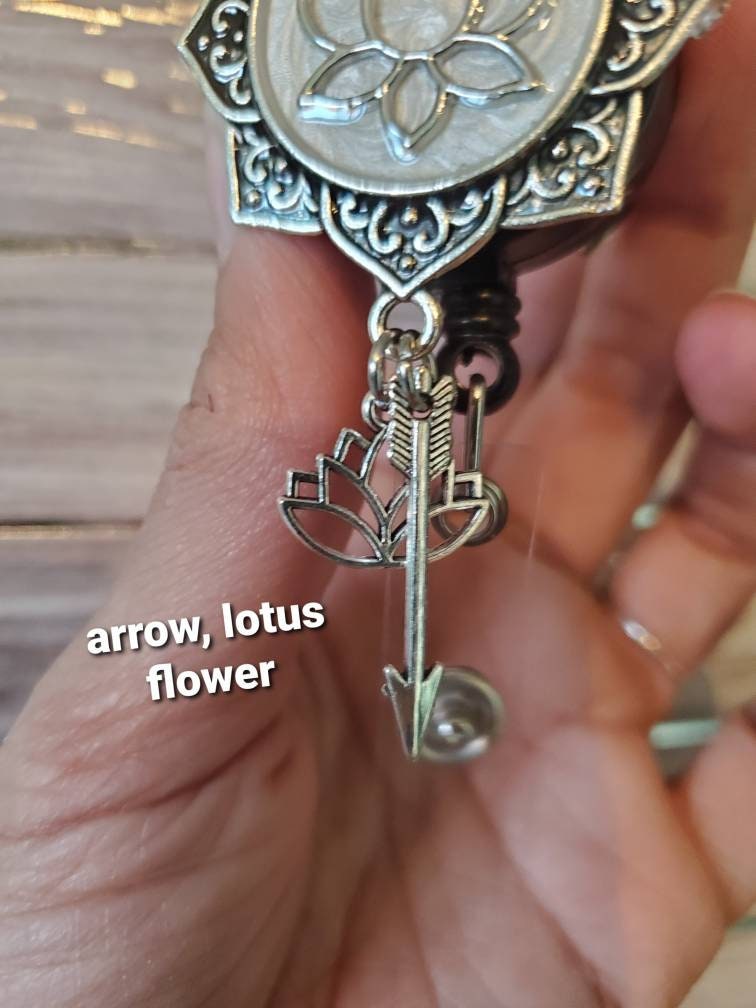 Lotus Flower Badge Reel Holder Clip Simply Life Metallic Paint