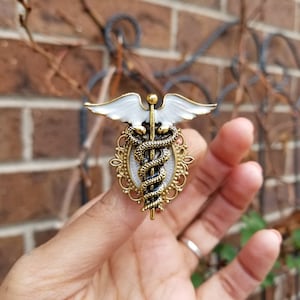 Gold Nursing pin pinning ceremony pins. BSN Graduation gifts! RN pins Gold caduceus pin medical symbol staff with snakes gold pins boho