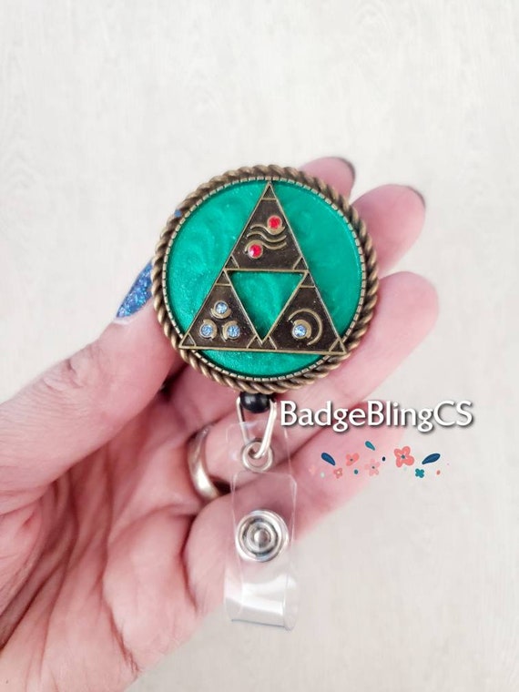 Triangle Badge Clip ID Holder Link Retractable Badge Reel Badgeblingcs  Triangle Symbol Power Wisdom Courage Video Game Gamer Link Shield 