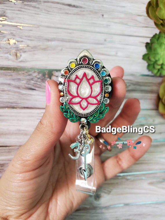 Lotus Flower Badge Reel Chakras Badge Clip Simple Life Yoga Flower Garden  Badge Om Ohm Nurselife Pratima, Atman Arrow Charm Plant Gift Peace -   Hong Kong