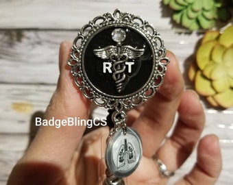 RT badge reel holder clip Lung charm CF Pulmonary specialist lung cancer Pulmonologist gifts RRT badge reel respiratory  therapist gifts