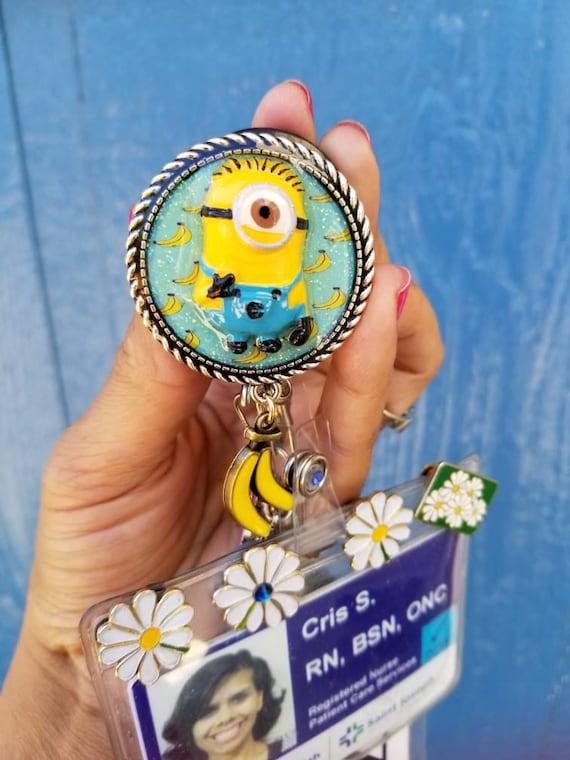 Minions Despicable Me Inspired Id Badge Reel Clip Banana Charm Etsy