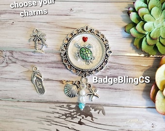Green Sea turtle badge reel holder clip Sea life Travel NurseLife  journey Traveler badges Peaceful name Hawaiian Honu luck retractable ID