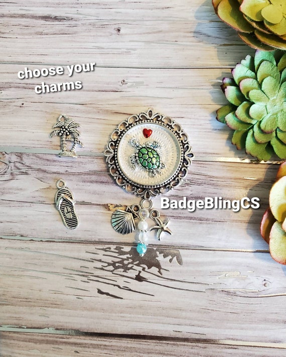 Green Sea turtle badge reel holder clip Sea life Travel NurseLife  journey Traveler badges Peaceful name Hawaiian Honu luck retractable ID