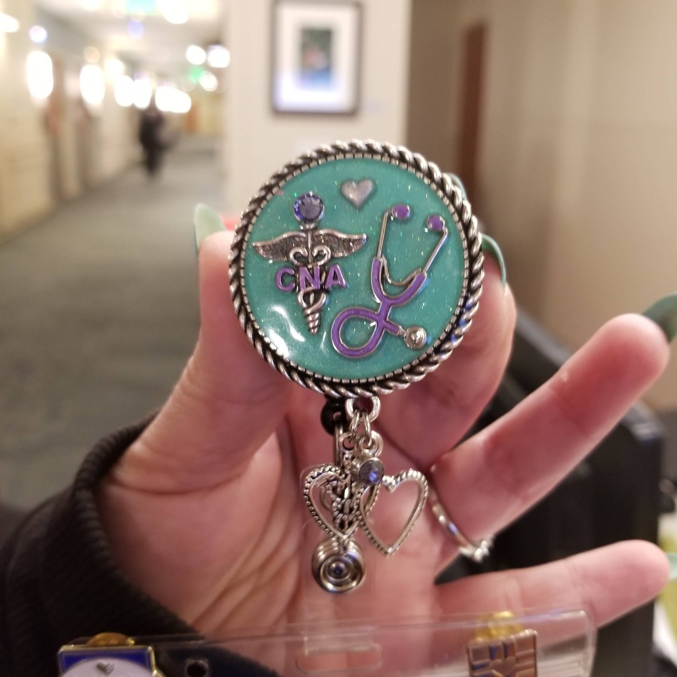 CNA Badge Bling Nurse Badge Reel. Vintage Stethoscope Nursing Etsy