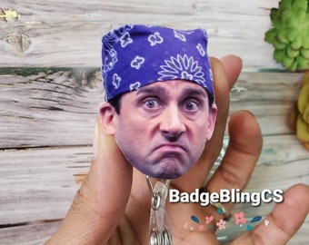 Custom bandana prison mike badge reel retractable holder clip April fools day holders of bff or manager gag gift friends head cut out clark