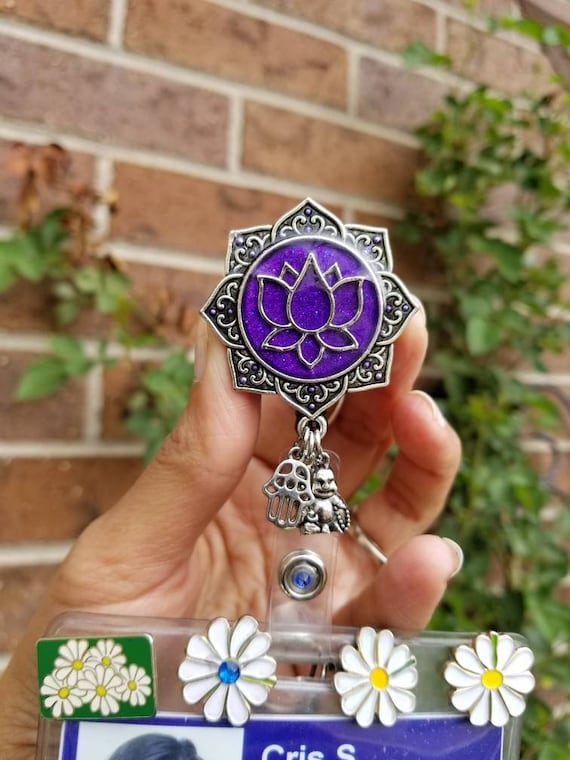 Lotus Flower Badge Reel Holder Clip Simply Life Metallic Paint. Flower  Charm. Om Ohm Nurselife Pratima, Atman, Brahman Custom Badges LSW -   New Zealand