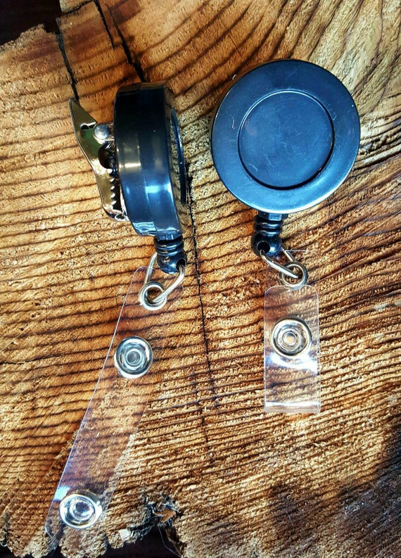 Swivel Alligator or belt clip. Black id badge holder. One Etsy