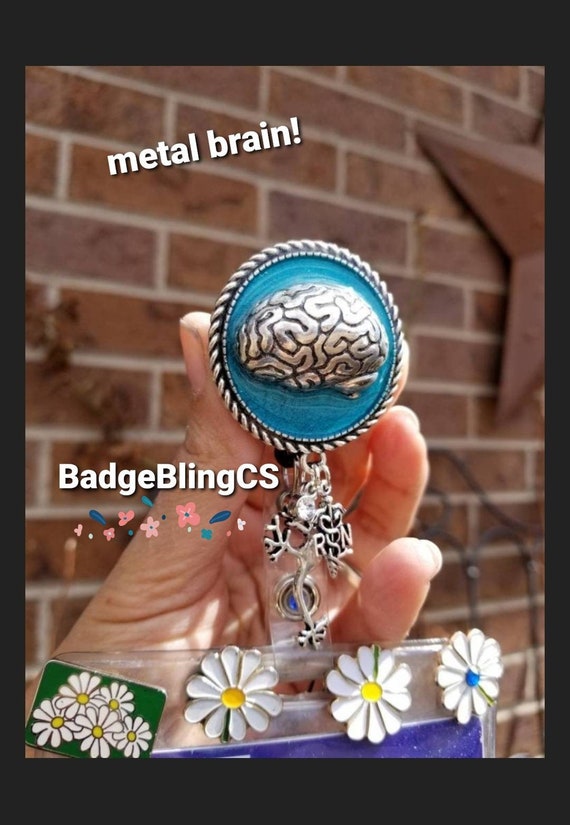 Brain Badge Reel Neuro ID Card Holder Grey Matters Neurology Gifts Good Brains Clip TBI Hope Awareness Brain Injury Cancer Trauma Nurse