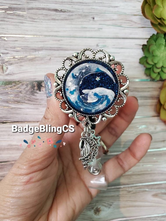 Ocean Wave Badge Reel Holder Clip Moonlight Sail World Traveler Moon North Star Waves Adventure to Travel Is to Live Beach Eye of The Storm