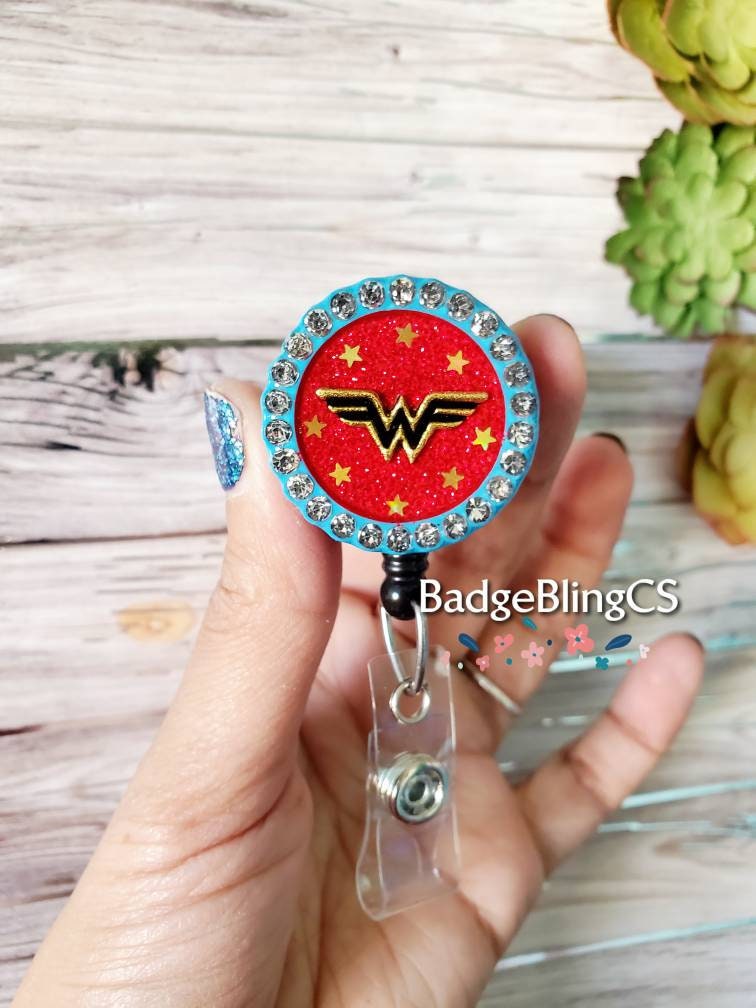 Super Hero Wonder Woman 84 Reel Badge Holder Name Tag Pull Retractable  Healthcare Worker Frontline Hero Preceptor Gift RN Power Strong Woman 