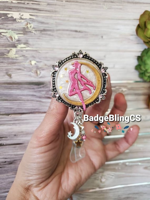 Girl in Moon Badge Reel Holder Clip Crescent Moon and Stars Guardians of  the Galaxy Hospital ID Moon and Stars Retractable Key Card Holder -   Canada