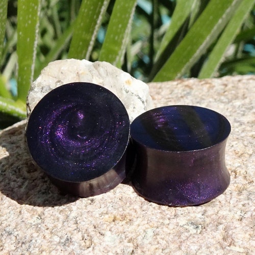 Black and Purple Duochrome Resin Ear Plugs or Tunnels or Etsy