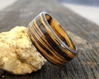 Charred Whiskey Barrel Bentwood Ring - Tennessee Whiskey Barrel Wedding Band - Whiskey Lover Gift