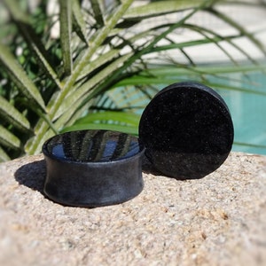 Black Mica Resin Ear Plugs - Ear Gauges - Gift for Him or Her