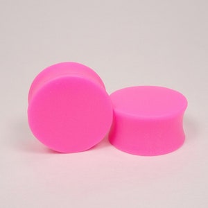 Neon Pink Double Flared Resin Ear Plugs - Fluorescent Pink Ear Gauges - Gift For Him Or Her