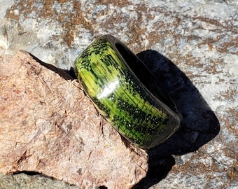 Limited Edition Green Dyed Charred Tennessee Whiskey Barrel Ring - Wood Wedding Band For Men and Women - Whiskey Lover Gift