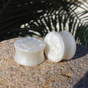 White Pearl Resin Ear Plugs - Ear Gauges - Gift for Him or Her