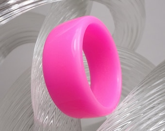 Neon Pink Resin Ring - Neon Pink Unisex Resin Wedding Band - Gift For Him Or Her