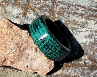 Limited Edition Teal Dyed Charred Tennessee Whiskey Barrel Ring - Wood Wedding Band For Men and Women - Whiskey Lover Gift