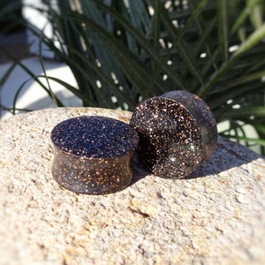 Black and Copper Resin Ear Plugs - Ear Gauges - Gift for Him or Her