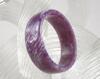 Gray Lavender Duochrome Resin Ring - Lavender Gray Unisex Resin Wedding Band - Gift for Him or Her