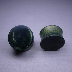 Olive Green Pearl Resin Ear Plugs - Ear Gauges - Gift for Him or Her