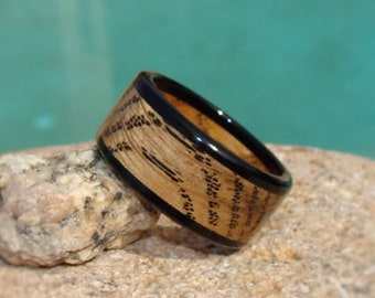 Tennessee Whiskey Barrel And Ebony Ring - Wood Wedding Ring - Whiskey Lover Gift