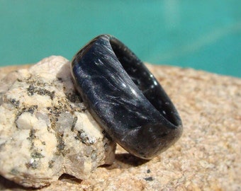 Silver Pearl Resin Ring - Silver Pearl Unisex Resin Wedding Band - Gift for Him or Her