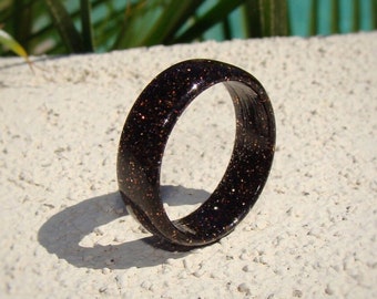 Black and Copper Resin Ring - Black and Copper Unisex Wedding Band - Gift For Him Or Her