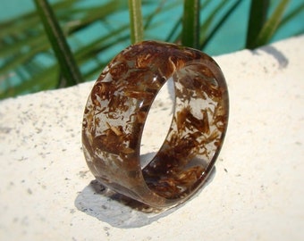 Charred Tennessee Whiskey Barrel Wood and Clear Resin Ring - Whiskey Lover Gift