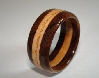Walnut and Oak Wood Ring ~ Layered Solid Wood Ring ~ Men's or Women's ~ Stunning!