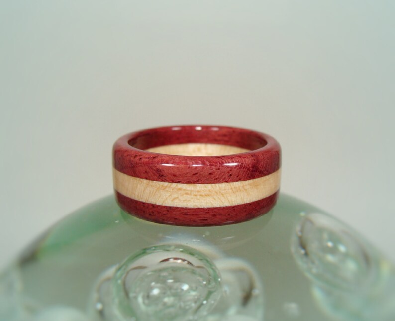 Purpleheart and Maple Ring ~ Layered Solid Wood Ring ~ Men's or Women's ...