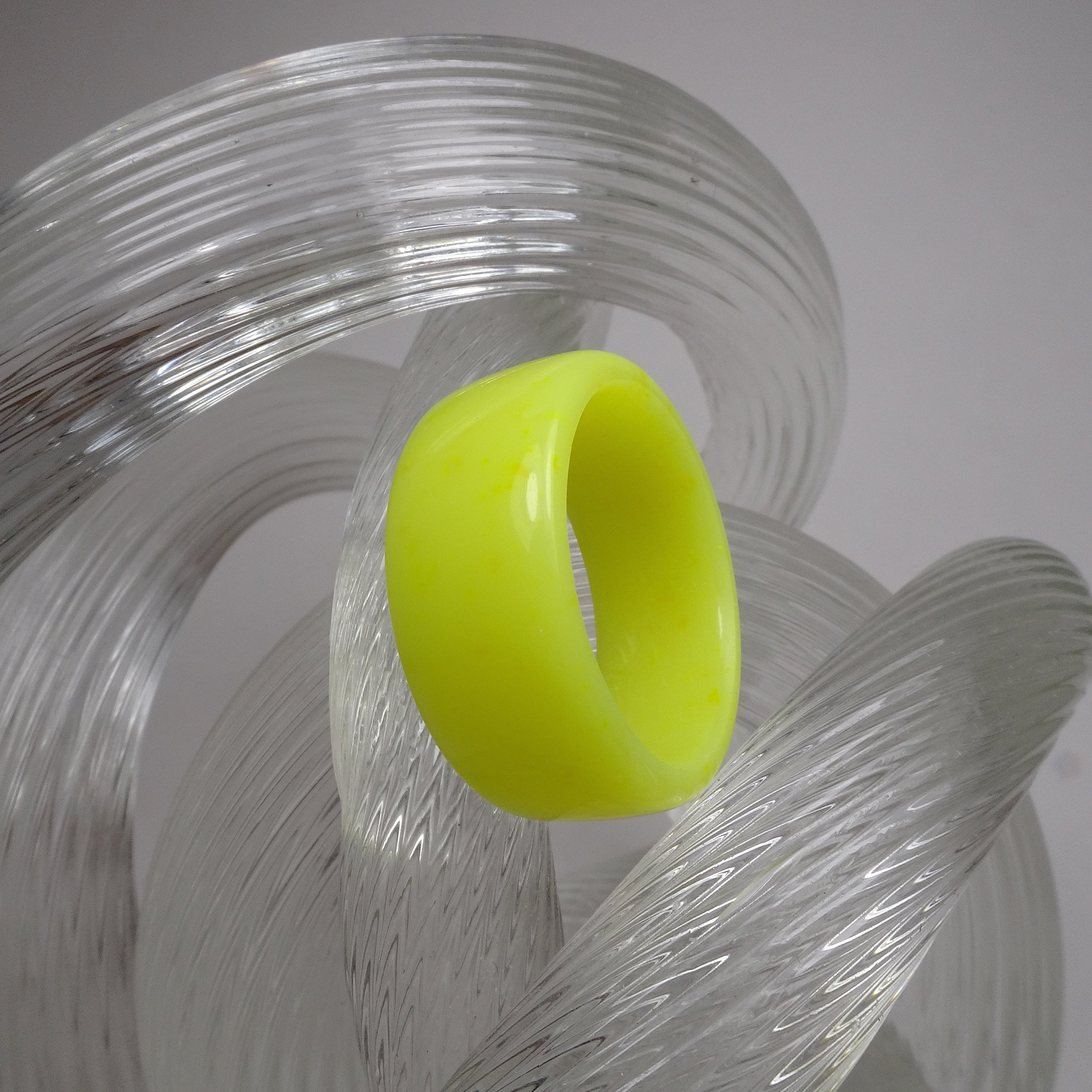 Neon Yellow Resin Ring - Neon Yellow Unisex Resin Wedding Band - Gift For Him Or Her