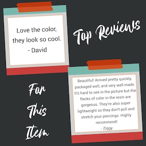 May include: Image features customer reviews on a product. The text includes positive feedback about the item's color, appearance, and quality. The reviews are presented on a dark gray background with decorative elements.